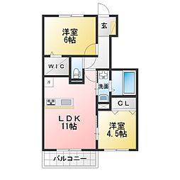 パストラル 2LDKの間取図画像