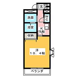 本州東海ビル 1Kの間取図画像