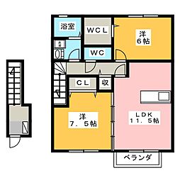 パストラーレ 2LDKの間取図画像
