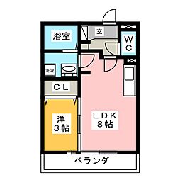 T.メルヘン 1LDKの間取図画像