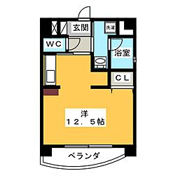 エスポワール渡内 ワンルームの間取図画像