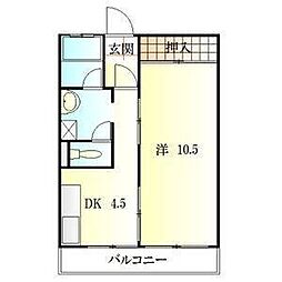石塚マンション 2DKの間取図画像