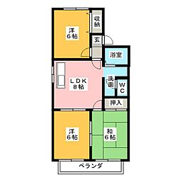 レジデンス・バンノB 3DKの間取図画像
