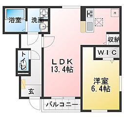 ファミーユ花栄B 1LDKの間取図画像