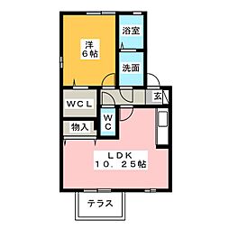 パークハイム柊山 1LDKの間取図画像