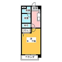 向山ヒルズ 1Kの間取図画像