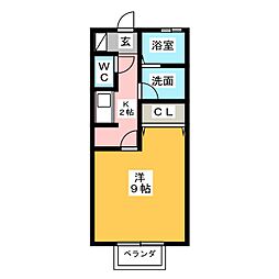 ヴァンヴェールB棟 1Kの間取図画像