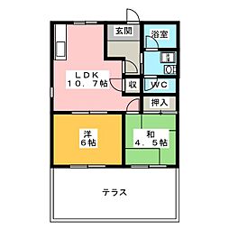アーバンハイツB 2LDKの間取図画像
