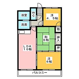 第二新海マンション 3LDKの間取図画像