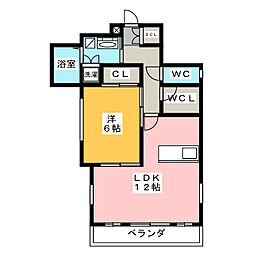 MONREVEHAYAKAWAB 1LDKの間取図画像