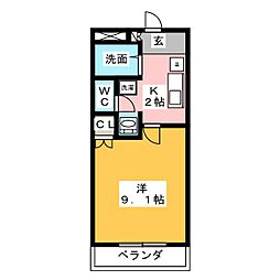セントラルハイツO.M 1Kの間取図画像