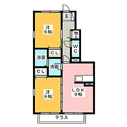 グランディールA 2LDKの間取図画像