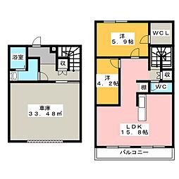 モンレーヴイーストガーデン 2LDKの間取図画像