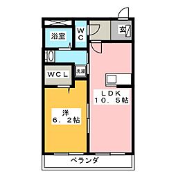 フォレスタミツヤ 1LDKの間取図画像