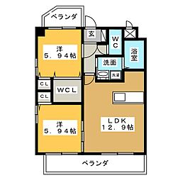 グレイスコート2 2LDKの間取図画像