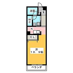 第10タツミビル西館 ワンルームの間取図画像