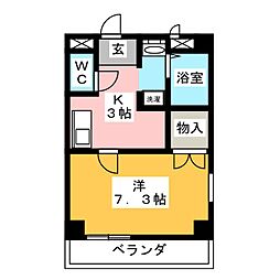アンプルールフェール替地 1Kの間取図画像