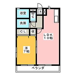 第12コーポエム 1LDKの間取図画像