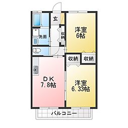 ファミーユ長根 2DKの間取図画像