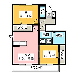 フィオーレ 1階2LDKの間取り