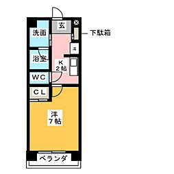 Raffine多屋3 1Kの間取図画像