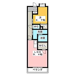 キャッスル常滑 1LDKの間取図画像