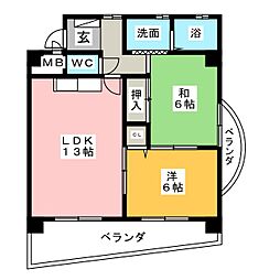 エル葉山 2LDKの間取図画像