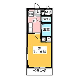 アズールK 1Kの間取図画像
