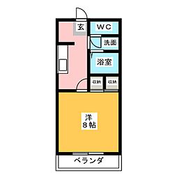 リリーブ新田 1Kの間取図画像