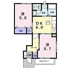 セレーノF 2DKの間取図画像