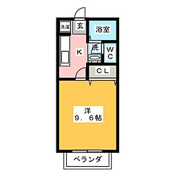 ドゥー.アン白山 1Kの間取図画像