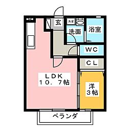 コンフォート1 1LDKの間取図画像