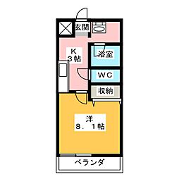 メイプル陶郷 1Kの間取図画像