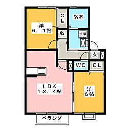 プリムローズ 2LDKの間取図画像