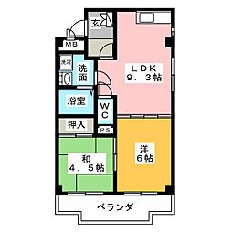 パークヒル新知 2LDKの間取図画像