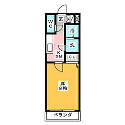 サン・アップウェル1 1Kの間取図画像