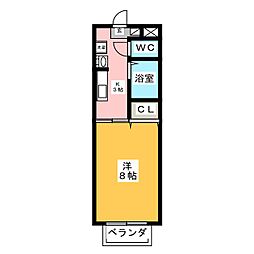 ジュネス啓和 1Kの間取図画像
