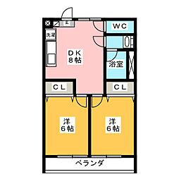 フレックス榎戸 2DKの間取図画像