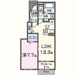 クレールB 1LDKの間取図画像