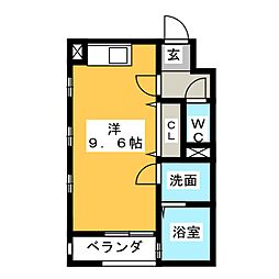 プリミエール常滑栄町 ワンルームの間取図画像