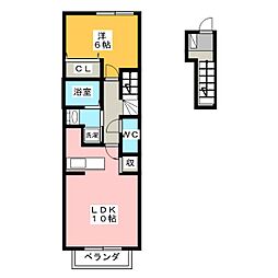 ポルトプレッソ 1LDKの間取図画像