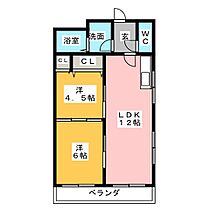 レインボー桜井Ａ棟  ｜ 愛知県岩倉市稲荷町羽根（賃貸マンション2LDK・3階・48.00㎡） その2