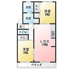 クレシェンド順喜 2LDKの間取図画像