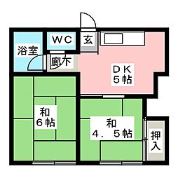 コーポ加登屋 2DKの間取図画像