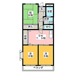 リンピア村瀬 3DKの間取図画像