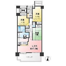 野村ステイツ岩倉五条川 3LDKの間取図画像