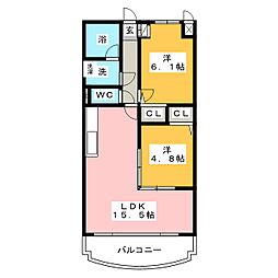 メーティスワン 2LDKの間取図画像