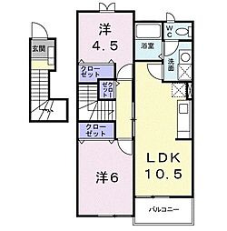 サンパティーク・ヴィラ 2LDKの間取図画像