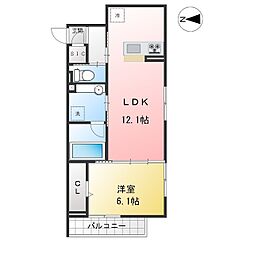 パルセレッソ 1LDKの間取図画像