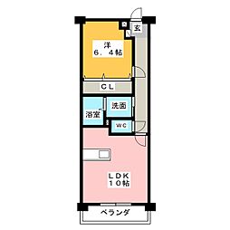 グリューンヴァルド 1LDKの間取図画像